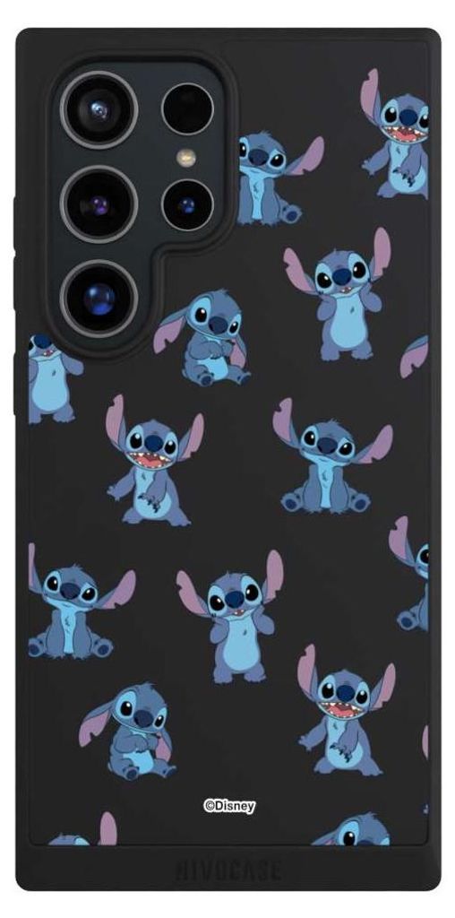 NIVOCASE Handyhülle für Samsung Galaxy S24 Ultra Hülle NIVOpure Case Schwarz Disney Offizielles Lizenzprodukt Lilo & Stitch