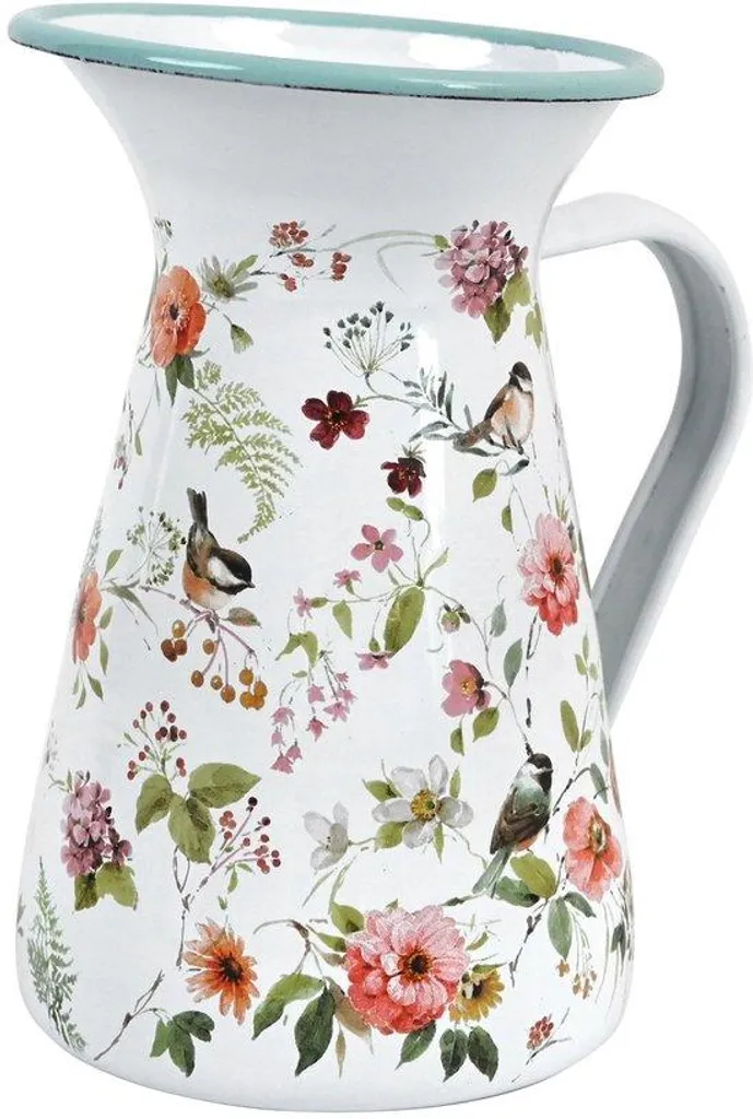 Vase en métal incassable style ancien oiseaux pour déco durable et élégante