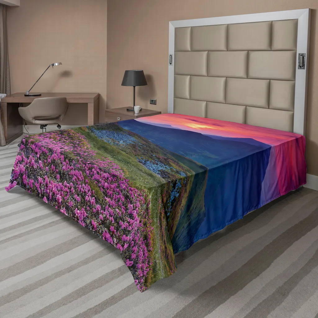 Drap doux et confortable ABAKUHAUS Motif Montagnes Fleuries Multicolore