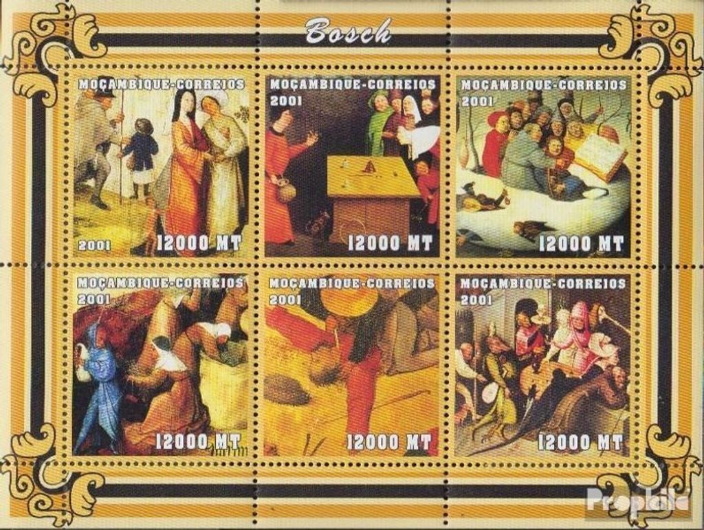 Briefmarken Mosambik 2001 Mi 2079-2084 Kleinbogen postfrisch Kunstwerke