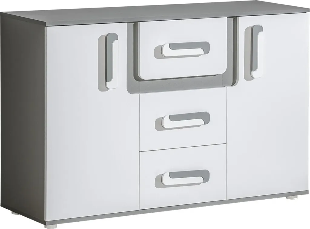 Grand Buffet de Rangement Arezzo 127,6 cm Anthracite et Blanc Minio