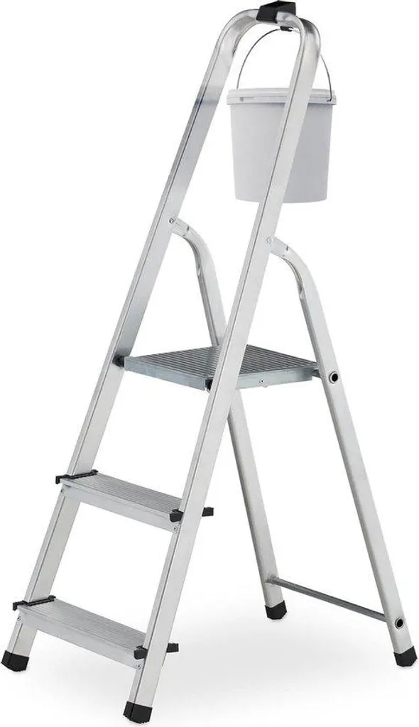 Escalier 3 marches sécurisé avec siège, stable 125 kg, 116 x 40 x 61 cm