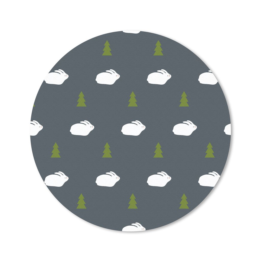 MuchoWow Mauspad Mousepad Bäume - Kaninchen - Muster 20x20 cm - Mousepads - Maus Mat - Pad - Mausunterlage - Schreibtischmatte