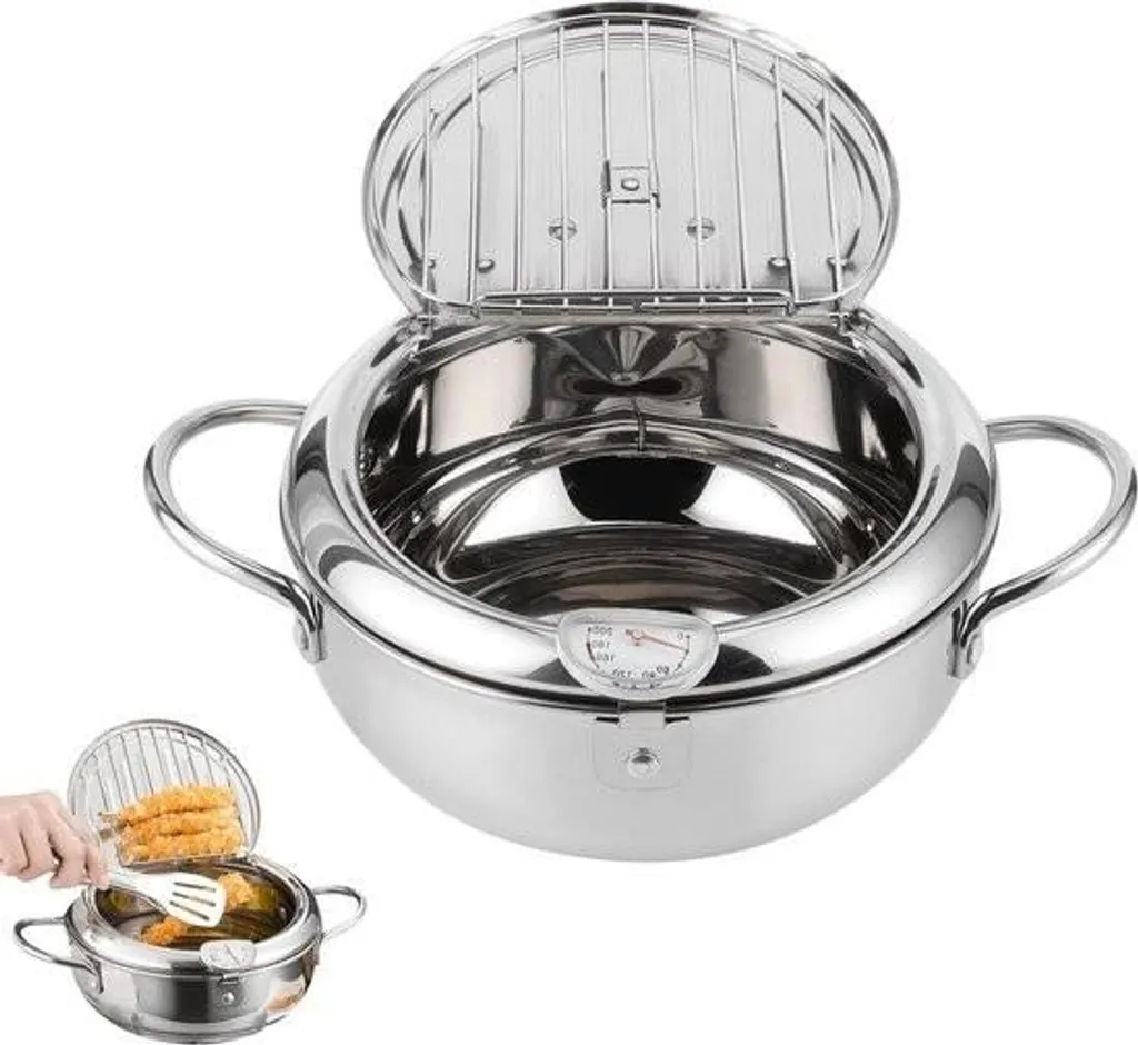 Petite friteuse induction pour cuisine saine - Inox avec thermomètre