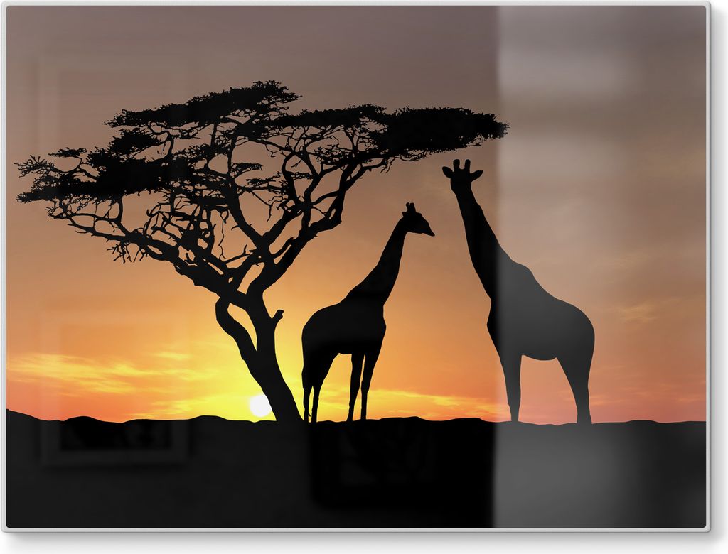 DEQORI Schneidebrett Glas 40x30 cm 'Afrikanische Eleganz' Schneideplatte Servierplatte