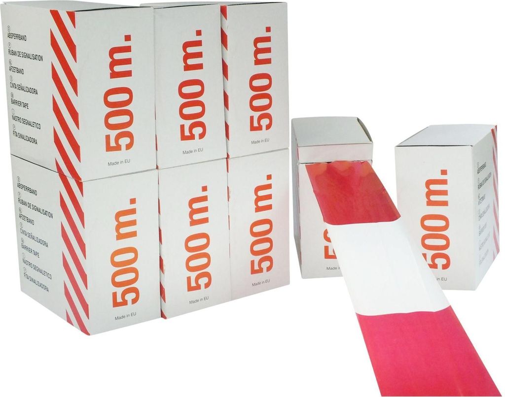 10 x je 500 Meter Absperrband rot weiß im Flatterband Warnband
