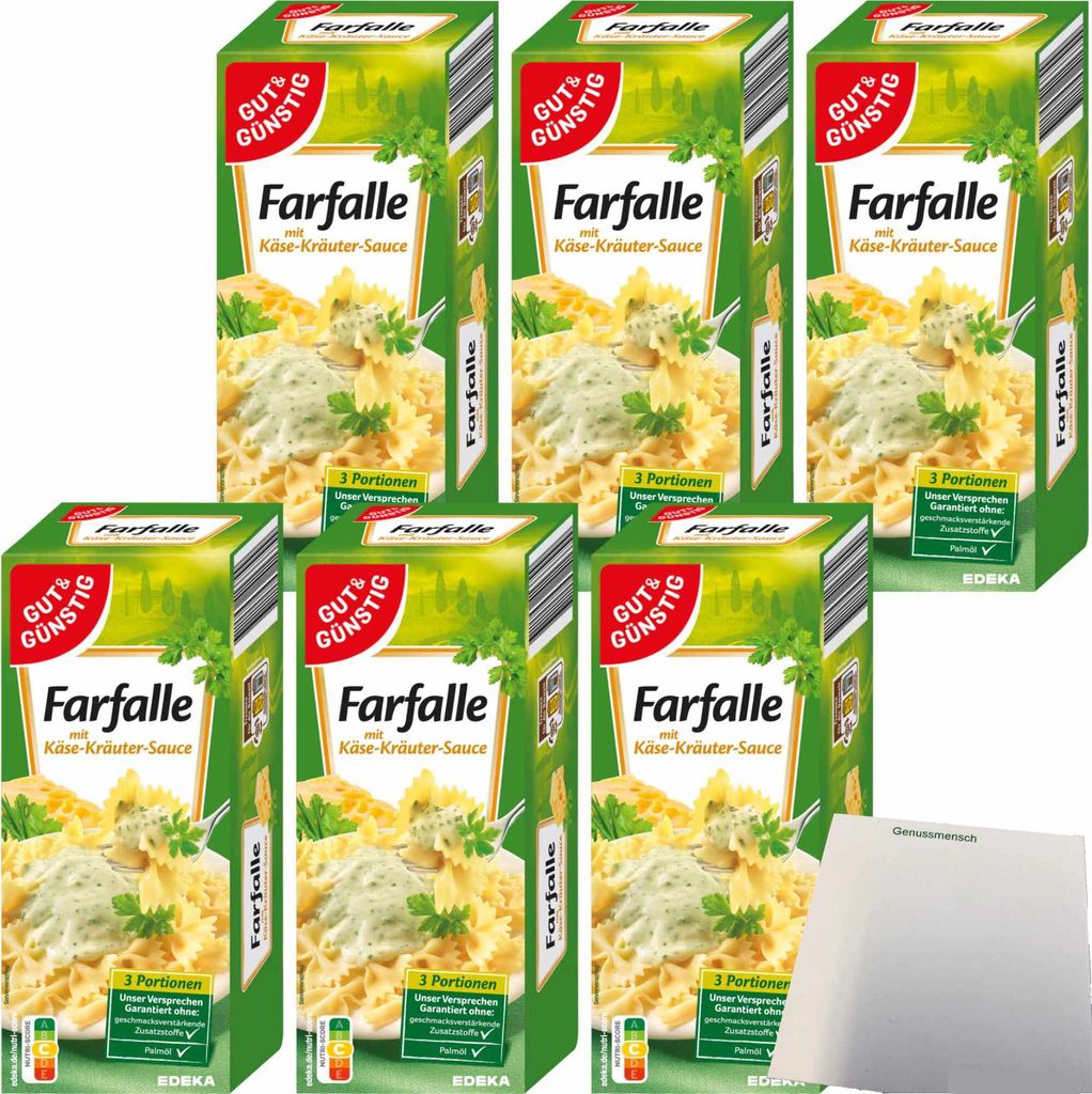 Gut & Günstig Farfalle mit Käse-Kräuter-Sauce 6er Pack Produktbild 