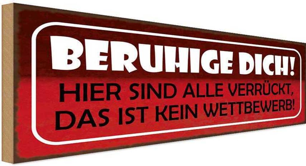 vianmo Holzschild 10x27 cm beruhige dich hier verrrückt Dekoration