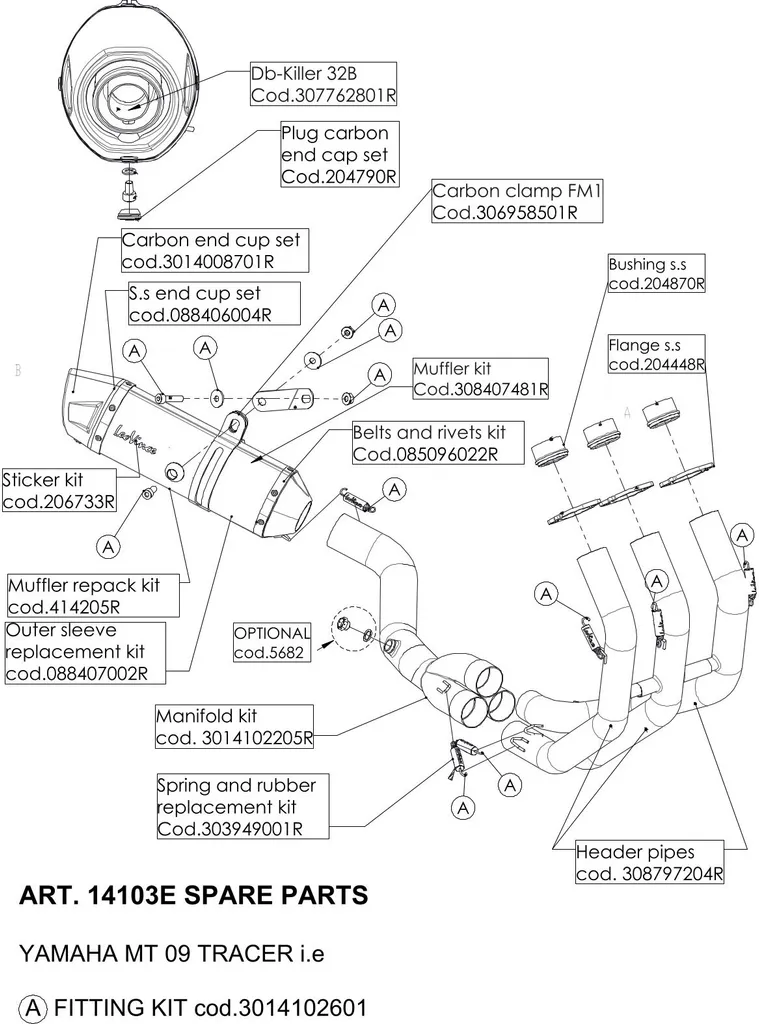 Fixation Support Échappement LeoVince : Rechange Vis pour Yamaha MT09 2014