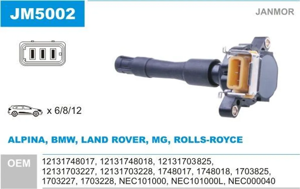 Bobina Janmor JM5002 per BMW d'Epoca E36 E46 E38 E39 Z3 - Ricambio OE