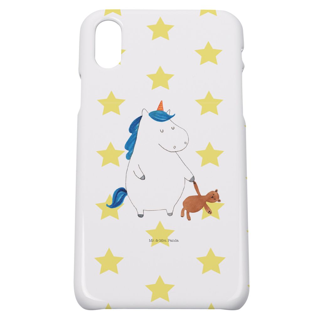 Mr. & Mrs. Panda Iphone 10 Handyhülle Einhorn Teddy - Weiß - Geschenk, X, Cover, Unicorn, Einhörner, Bett, Hülle, Gute Nacht, schlafen, Handy