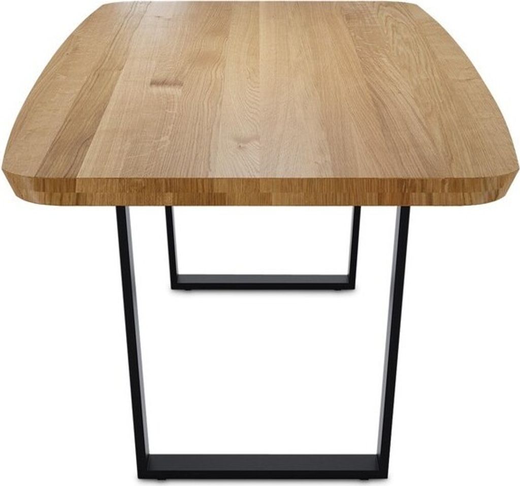 Esstisch Porto 160x90 Wildeiche mit organischer Kante und Metallkufen