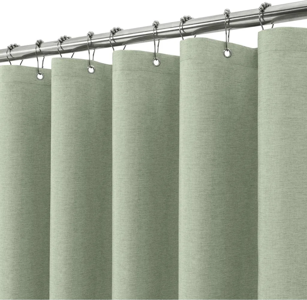 Rideau de douche extra large vert sauge 182x214cm pour baignoire chic