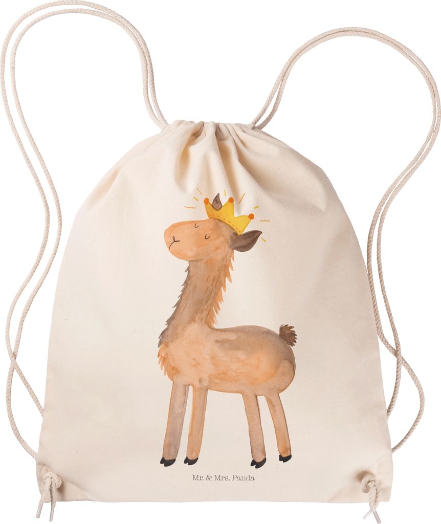 Mr. & Mrs. Panda Stoffbeutel Lama König - Transparent - Geschenk, Mama, Abitur, baumwoll rucksack, Papa, wander, festival tasche, Vorgesetzter, La...
