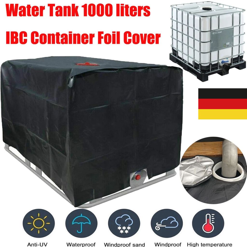 IBC Container Abdeckung 1000L Tank Abdeckplane Wassertank Sichtschutz Schwarz 