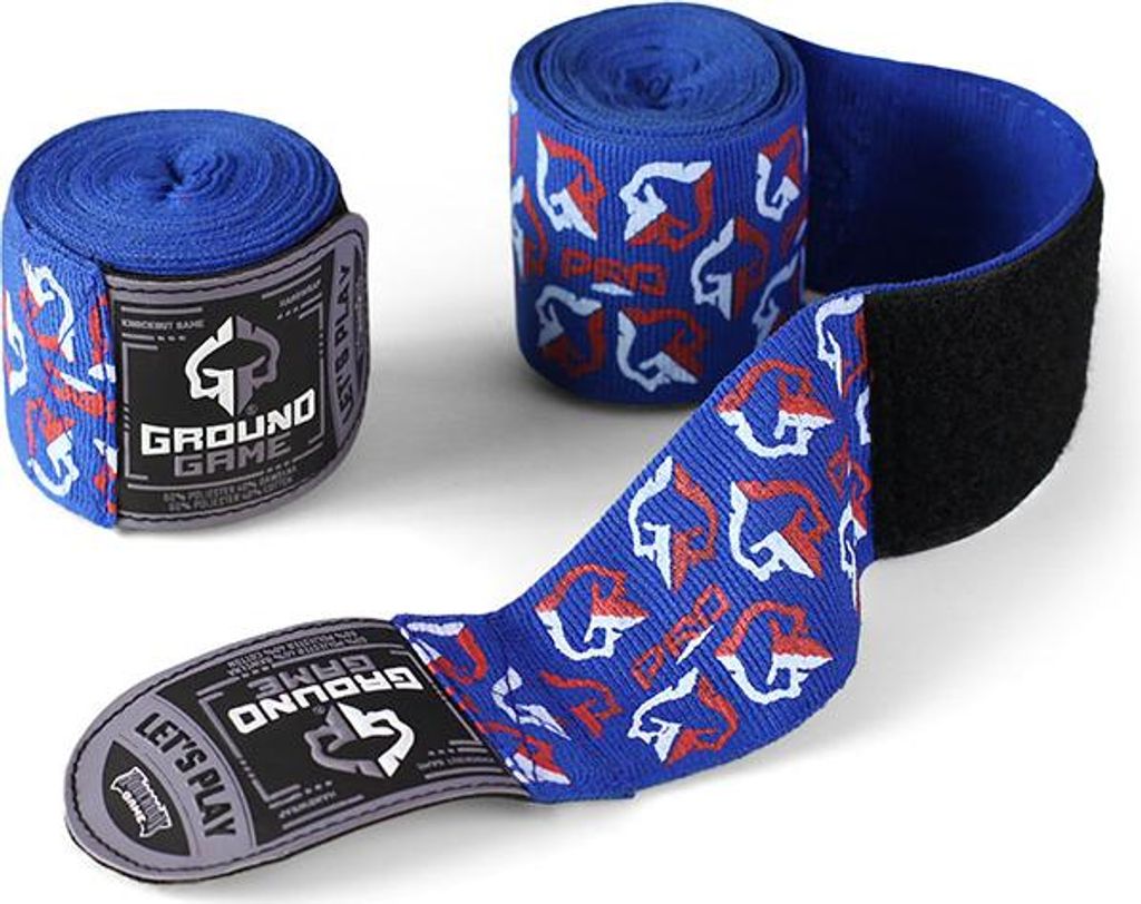 Ground Game Boxbandagen "Logo" Blau 4m