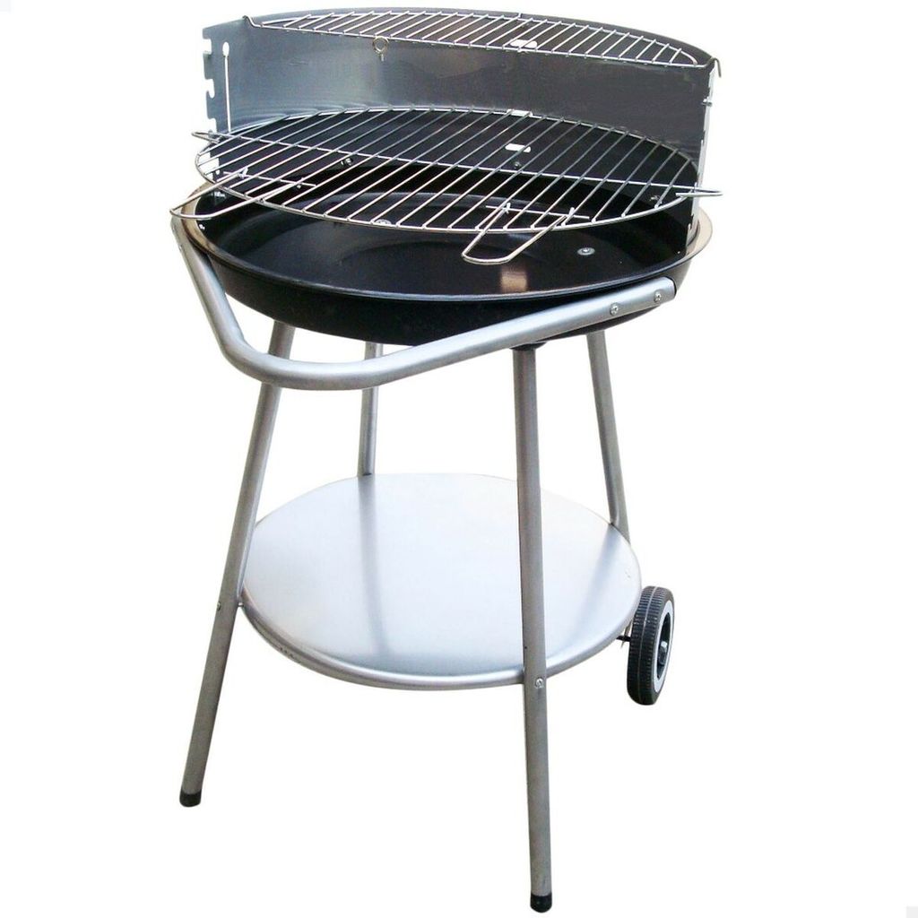 AKTIVE Runder Holzkohlegrill Durchmesser 51x51x82 cm/Einfach zu tragen und tragbar/4 verstellbare Höhen/Inklusive zwei Stahlroste und zwei abnehmb...
