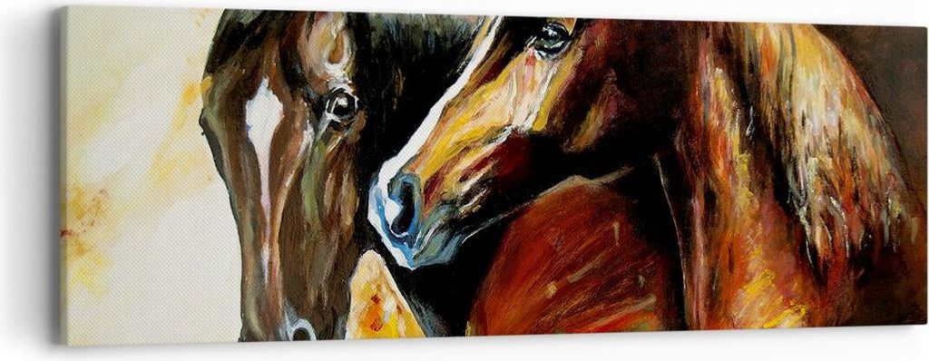 Bild auf Leinwand - Leinwandbild - Pferd Natur Tier - 90x30cm - Wand Bild - Wanddeko - Wandbilder - Leinwanddruck - Bilder - Kunstdruck - Wanddekor...