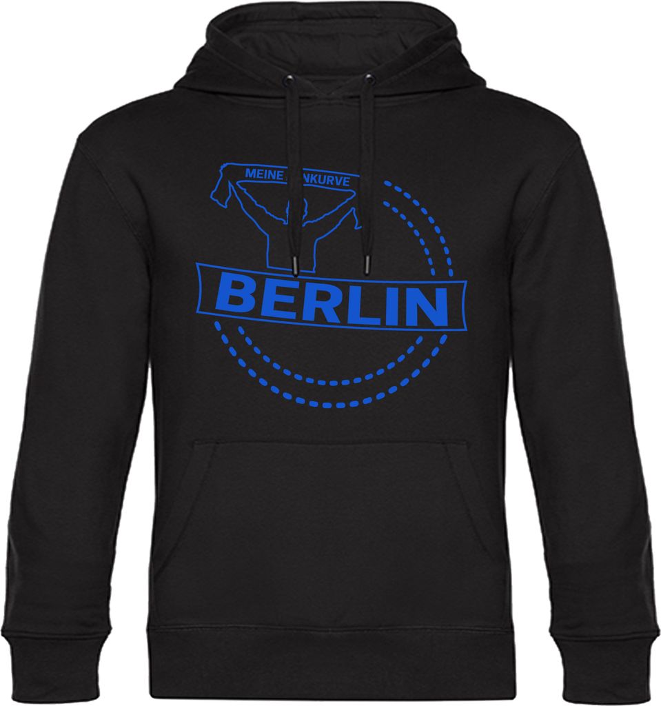 multifanshop Kapuzen Sweatshirt - Berlin blau - Meine Fankurve, schwarz, Größe XXL