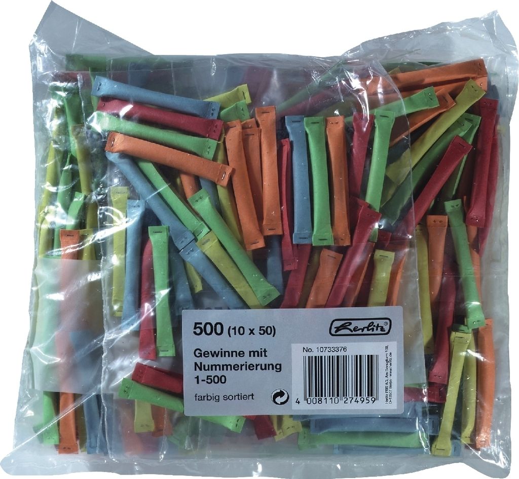Lose: Gewinne 1-500 farbig sortiert VE=20x500 Stück