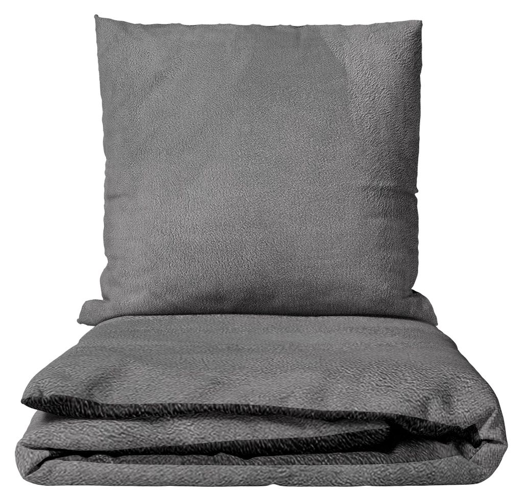 Thermofleece Bettwäsche Set Mikrofaser 135x200 cm Grau Produktbild 