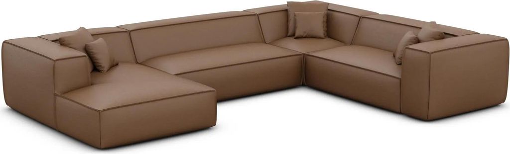 Kunstleder U-Form XXL Wohnlandschaft Arelia Braun Links