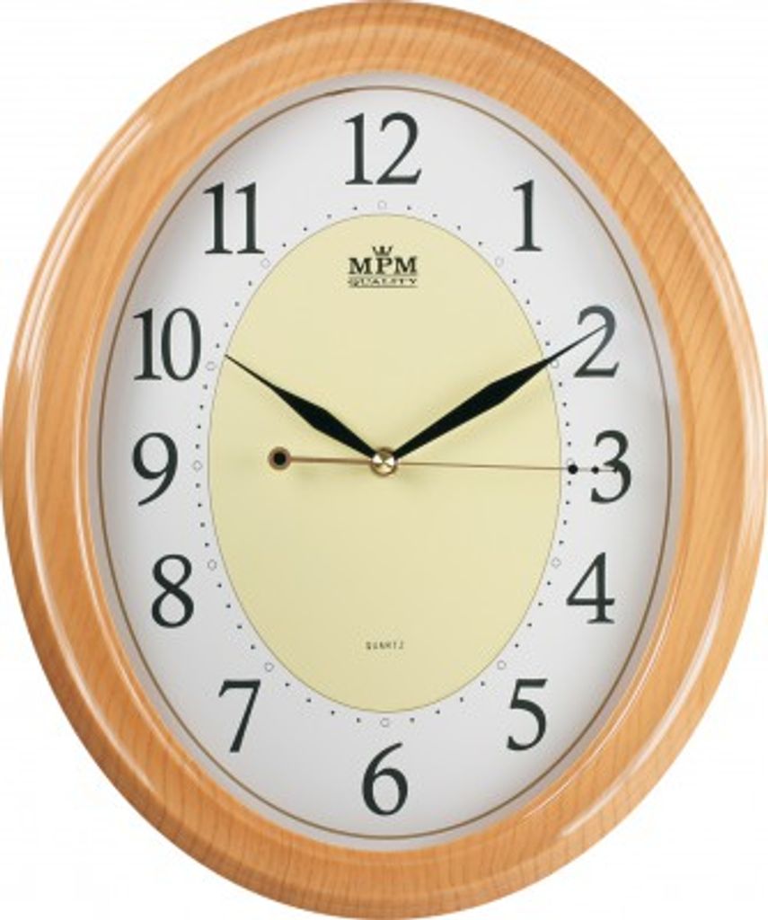 Ovale Wanduhr aus Kunststoff und Mineralglas mit leisem Sweep-Mechanismus, 290 x 346 x 46 mm