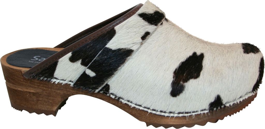 Sanita Clog Caroline Cow Open für Damen - weiß/braun - 41