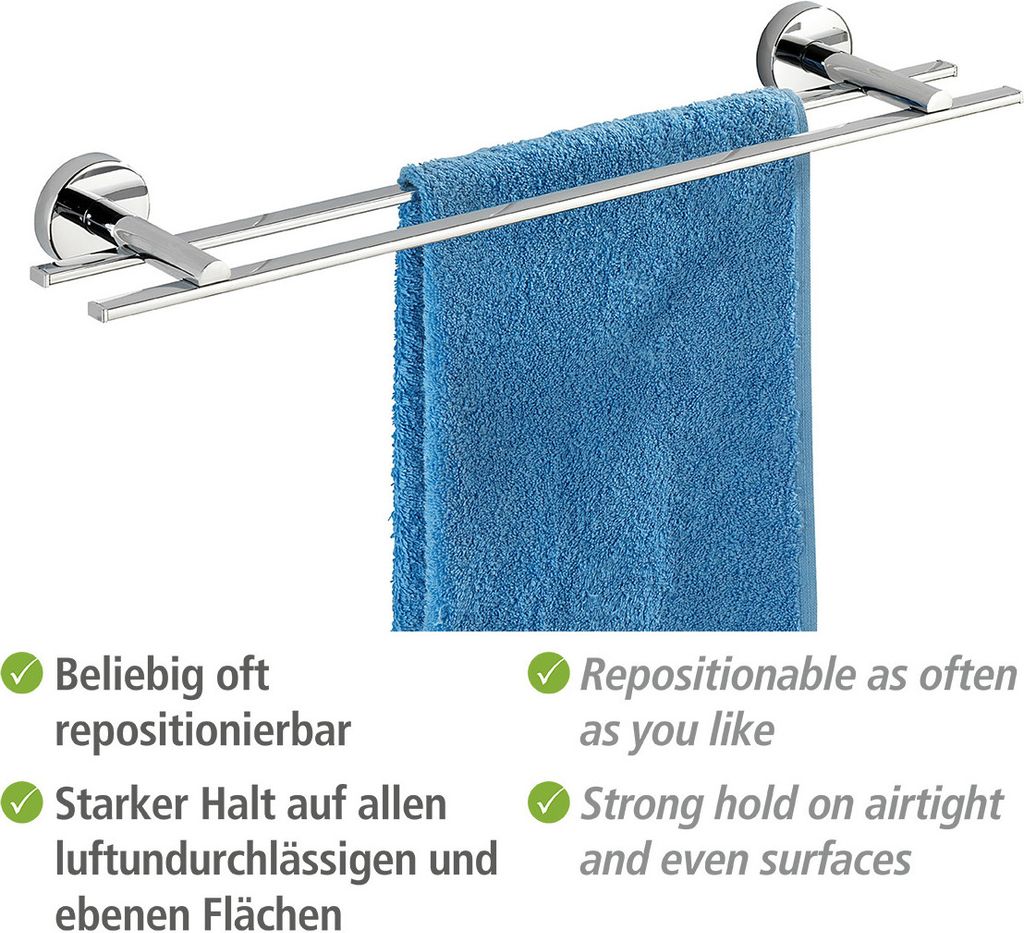 WENKO Handtuchhalter DUO CAPRI Ohne Bohren Stange 58,5cm Produktbild 5