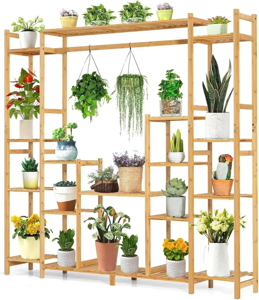 Étagère à plantes bambou gain de place - Organisez vos pots sur 9 niveaux