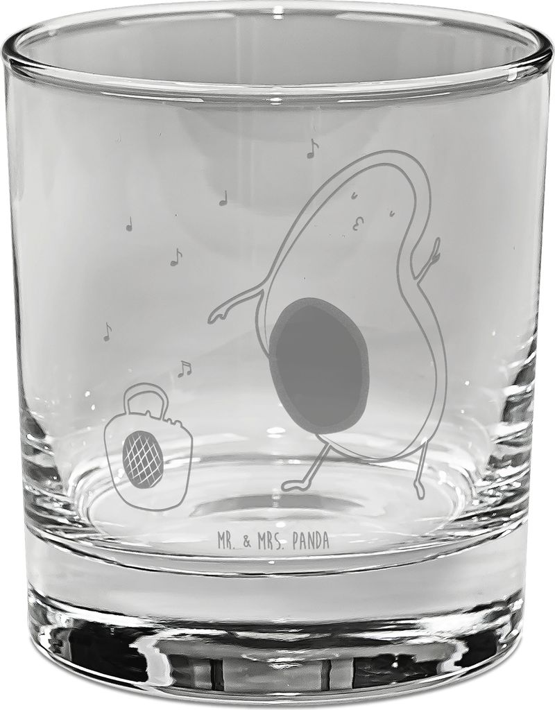 Mr. & Mrs. Panda Trinkglas Avocado Tanzen - Transparent - Geschenk, gravur glas, Singen, Tumbler, für Gin, Musik, Fröhlich, Party