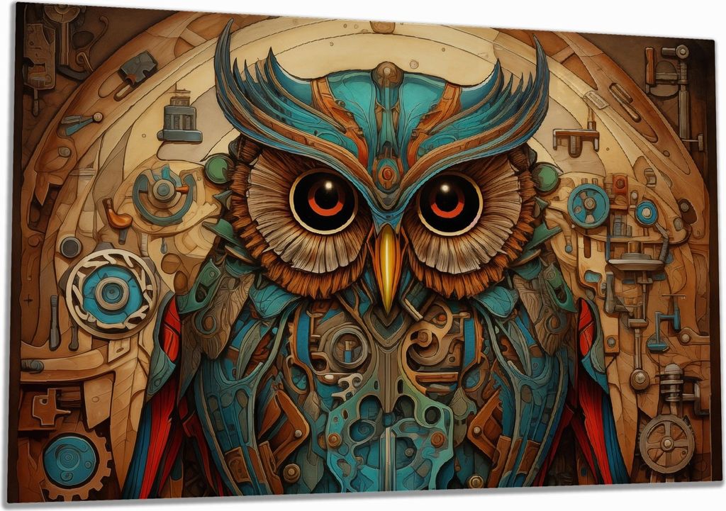 Wallario Herdabdeckplatte aus Glas, Größe 80 x 52 cm 1-teilig, Motiv Mechanische Weisheit
