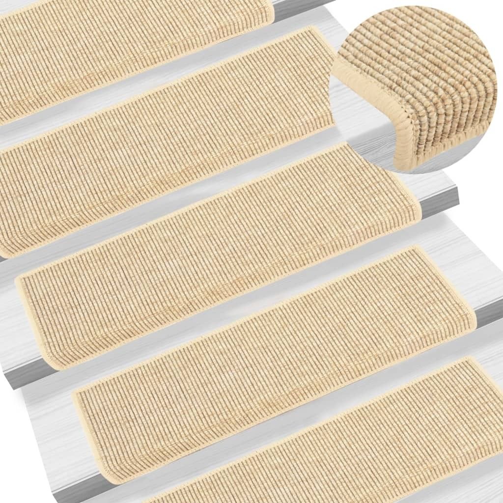 Stufenmatten 15 Stk. 65x21x4 cm Hellbeige Rechteckiger Rand