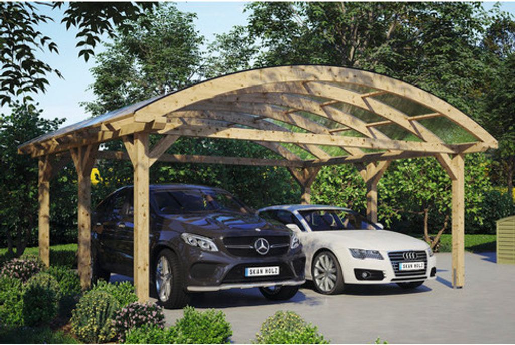 Doppelcarport SKAN HOLZ Franken inkl. Pfostenanker 635 x 541 cm natur