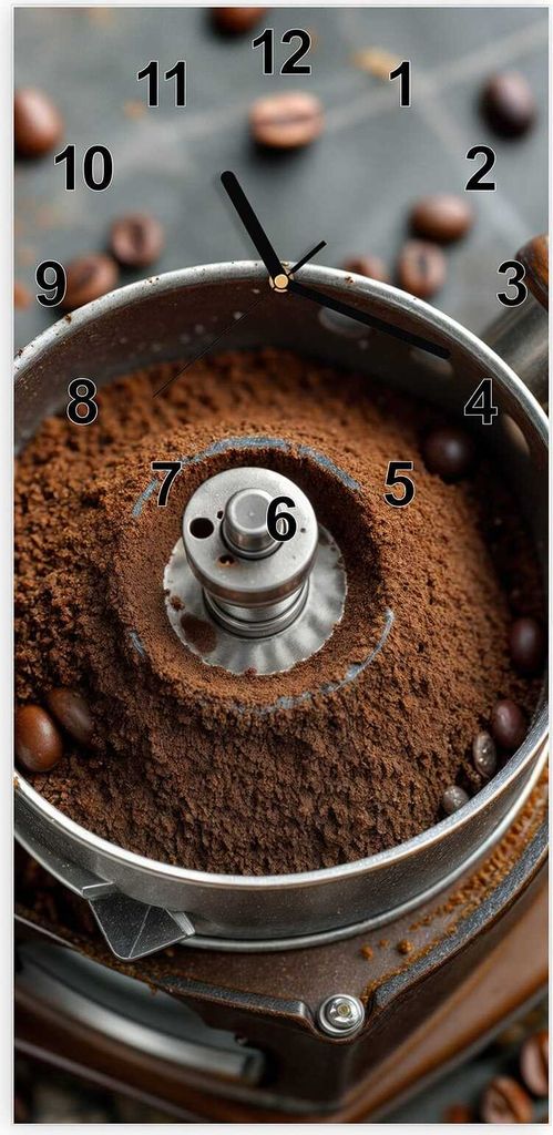 Wanduhr aus Glas mit Motiv Kaffeemühle- 30 x 60 cm - inkl. Aufhängesystem