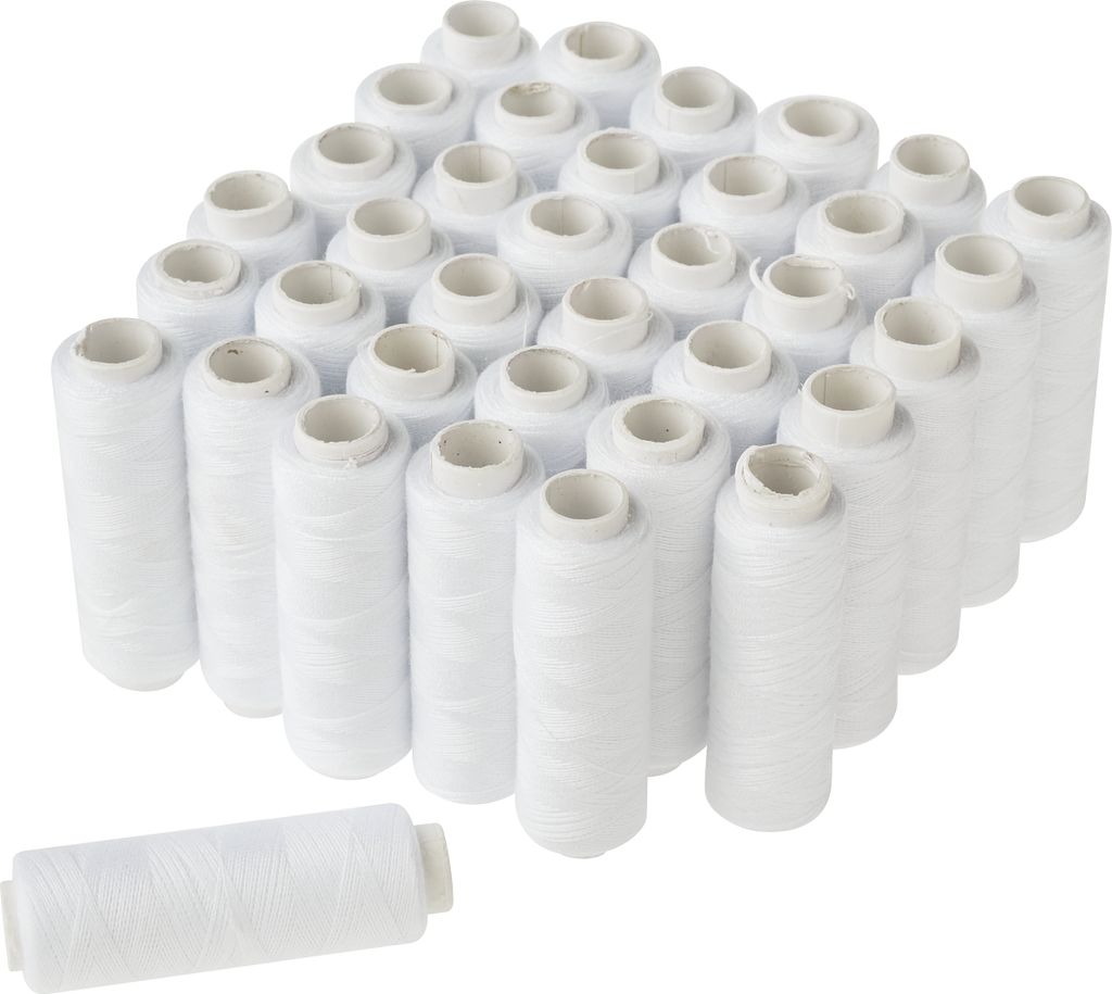 VBS XXL Nähgarn Set 36 Rollen 100 m Nähfaden Garn Nähzubehör 36 Stück Weiß