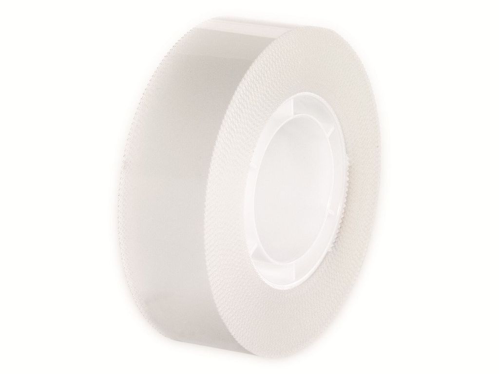 A roll of transparent tape on a white background.
