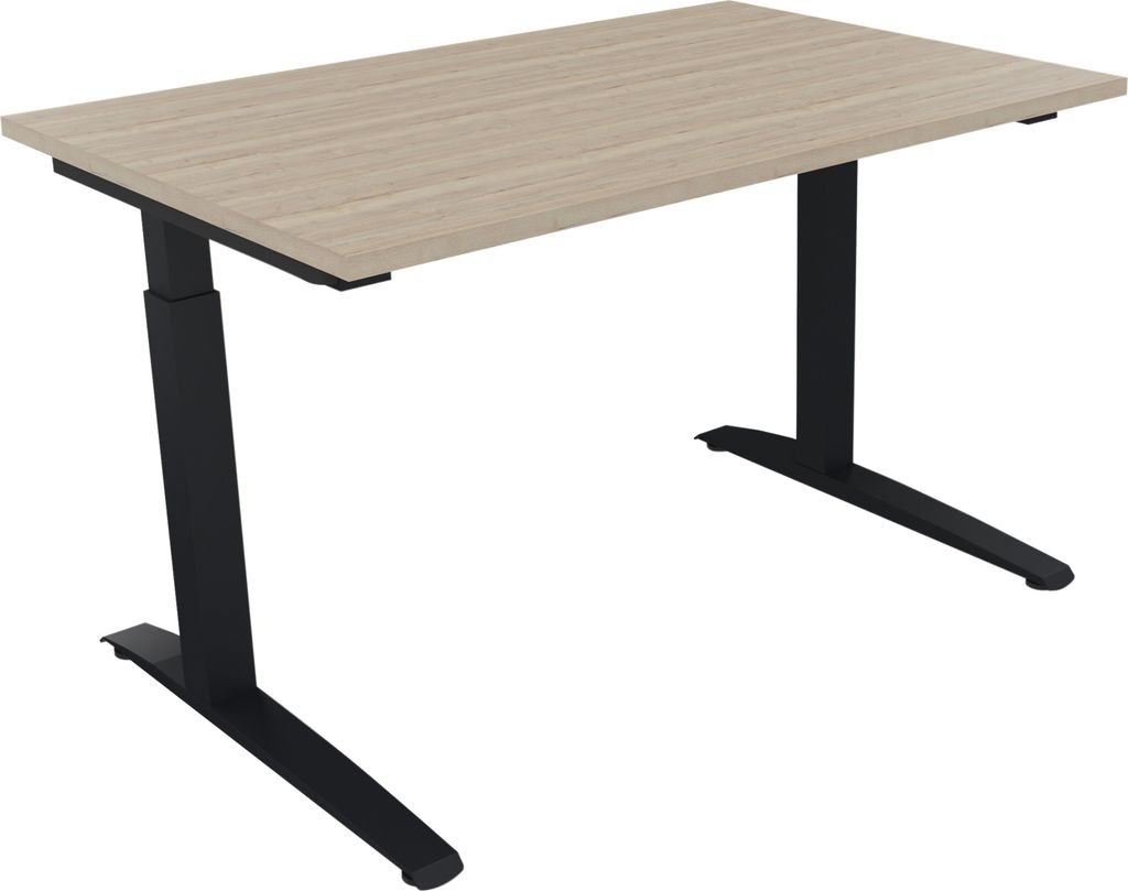 Schreibtisch Kufe Einzels. Quadrat B1200xT800xH650-850 an/Eiche Natur