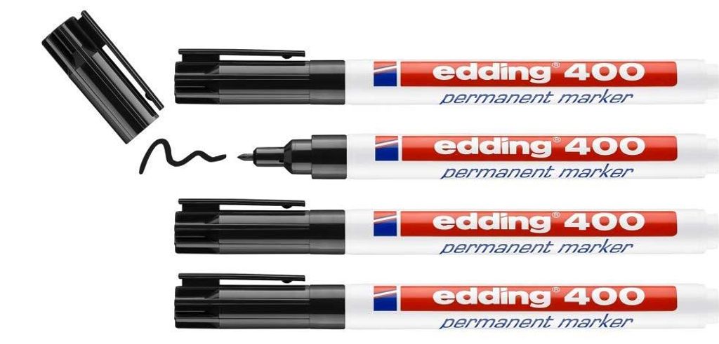 edding 400 Permanentmarker - schwarz - 4 Stifte - feine Produktbild 