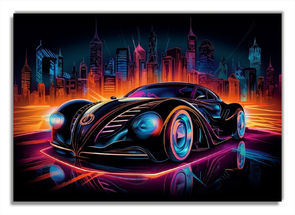 Wallario Premium Glasbild, freischwebende Optik, kräftige Farben, Größe 100 x 70 cm Motiv Cyber-Speed-Illusion