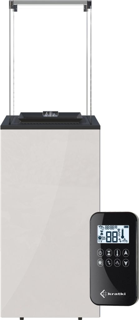 Terrassenheizer Patio Mini Glas weiß automatische Steuerung 8,2kW
