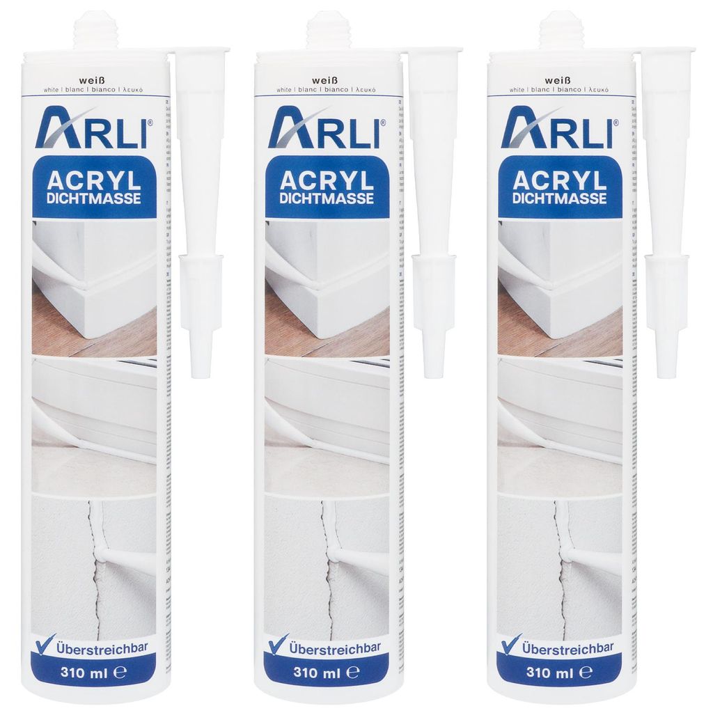 3x ARLI Acryl 310ml weiß überstreichbare Dichtstoff Produktbild 