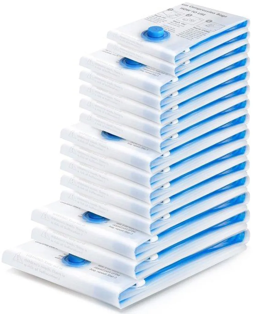 Sacs compression vêtements 60x40 cm lot de 8 sans aspirateur requis