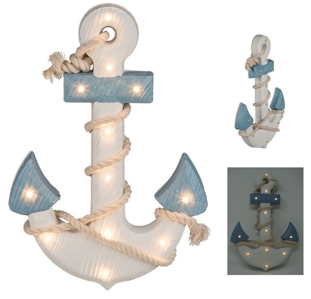 Holz Anker mit Seil und LED Beleuchtung Produktbild 