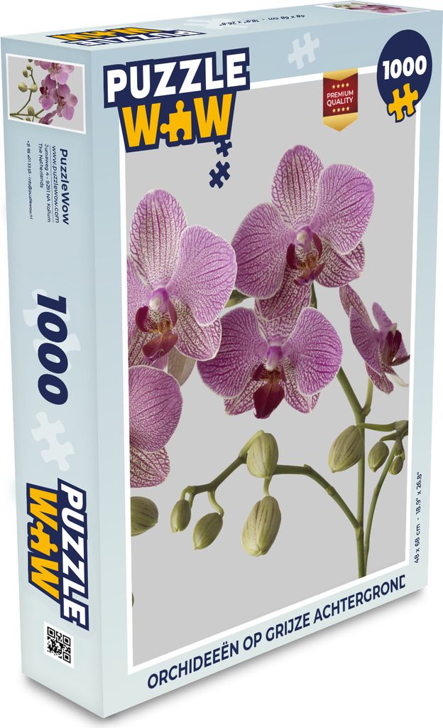 MuchoWow Puzzle 1000 Teile Orchideen auf grauem Hintergrund - Spielzeug - Alt und Jung - Spiele - Puzzeln