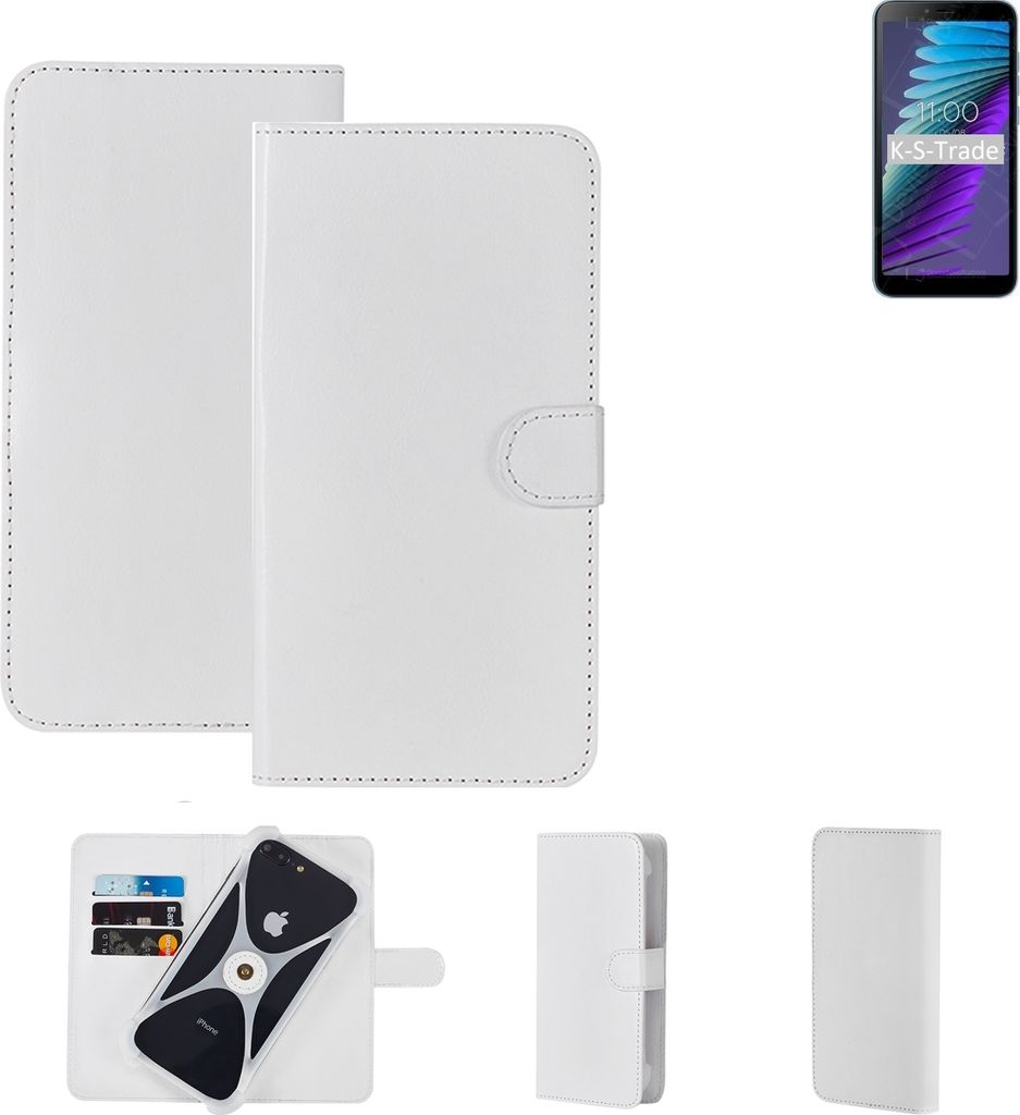 K-S-Trade Handy Hülle Schutz Hülle kompatibel mit BQ Mobile BQ-5765L Clever Cover Case Bookstyle Bumper weiß 1x