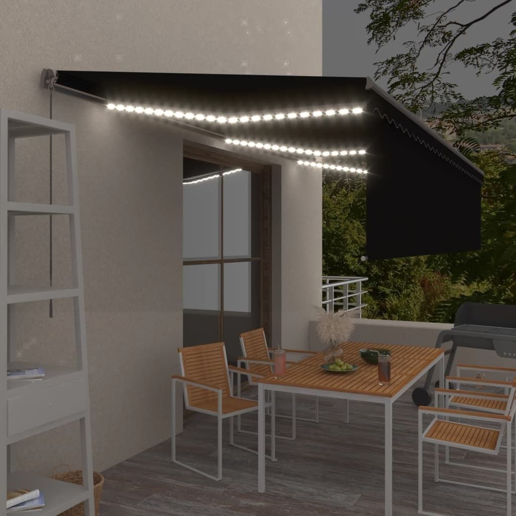 Maison Exclusive - Markise Manuell Einziehbar mit Rollo & LED 6x3 m Anthrazit