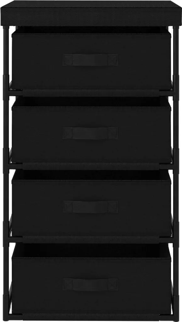 Meuble de rangement vertical 4 tiroirs en textile et cadre métal noir chic