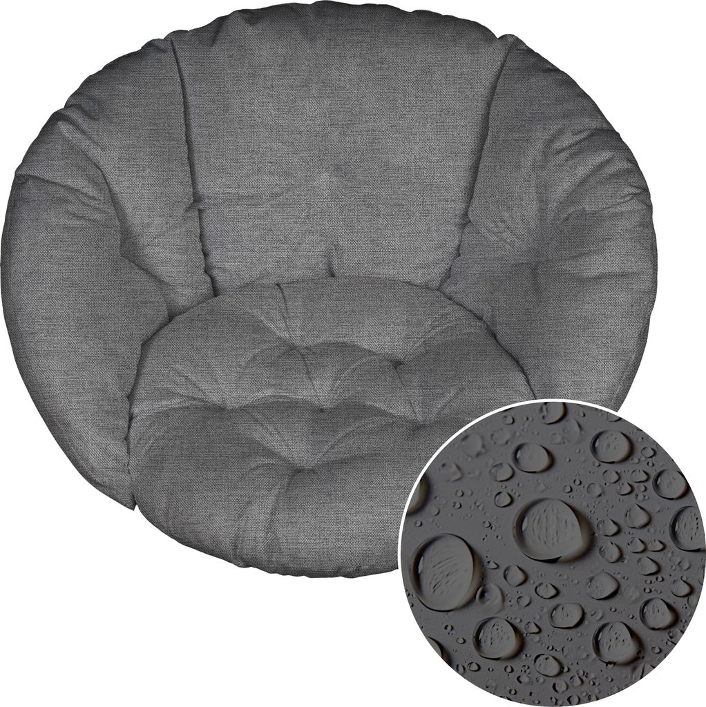 Wasserabweisendes Sitzkissen für Hängesessel 60x60 cm – 12 cm dick, Outdoor, wetterfest, gepolstert, Rückenkissen farbe Leinen [114]