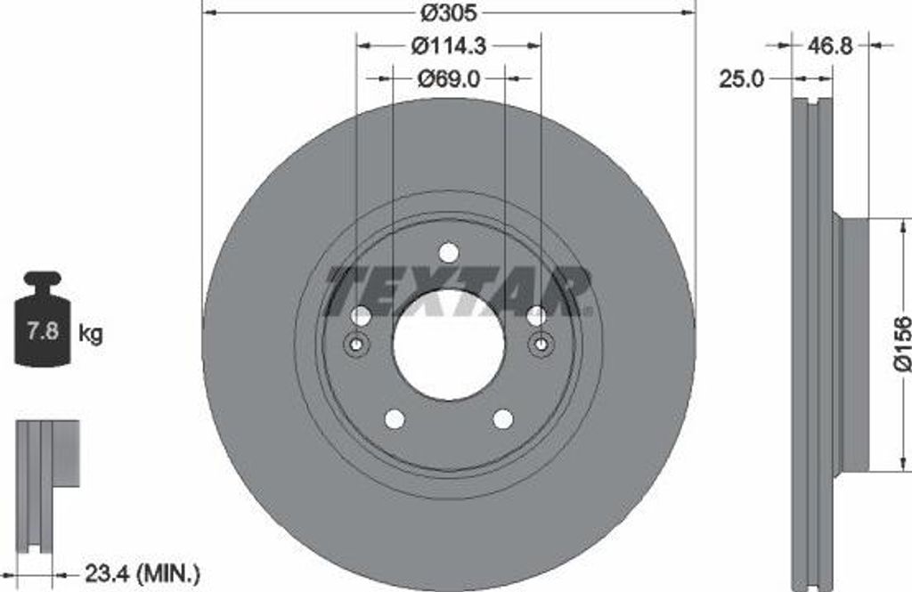 2x TEXTAR Bremsscheibe 92292205 für HYUNDAI Tucson (TL TLE) für KIA Niro (DE)